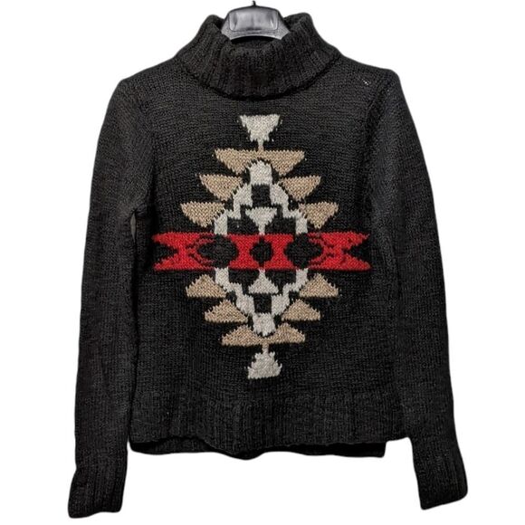 HOLLISTER Wool Blend Southwest Knit Turtleneck Sweater M - Picture 6 of 6